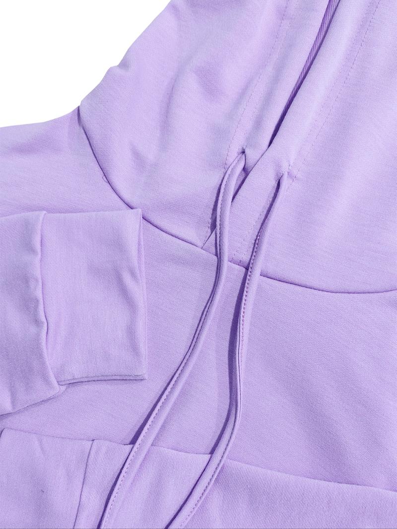 Two-Piece Set Women's Solid Drawstring Hoodie & High Waist Pants Set, Casual Long Sleeve Pocket Hooded Sweatshirt & Straight Leg Trousers for Spring & Fall, Ladies' Clothes for Daily Wear