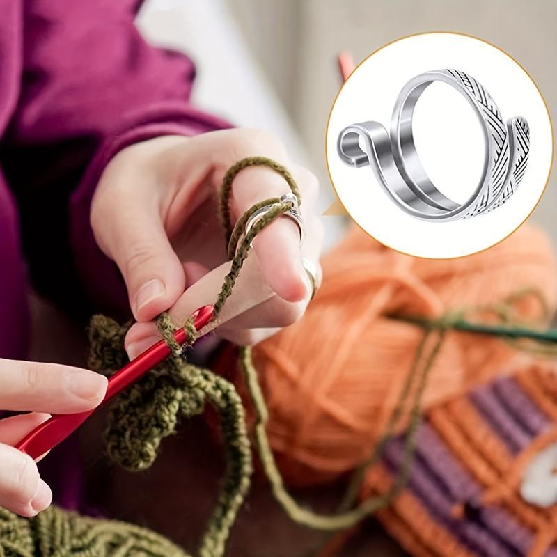 1pc Knitting Needle Holder Ring, DIY Sweater Weaving Tool Finger Sleeve with Thread Guide, No Battery Required, Crafting Accessory, Knitting Accessories And Supplies