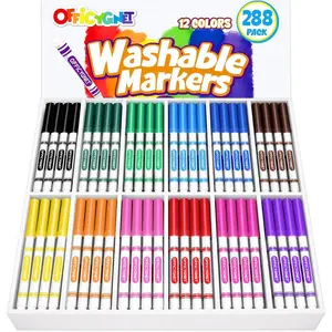 Officygnet 288 Count Washable Markers Bulk, Coloring Markers for Kids, Thin Marker Bulk in 12 Assorted Colors, Fine Line Marker with Conical Tip,Back to School Supplies, Teacher Classroom Must Haves
