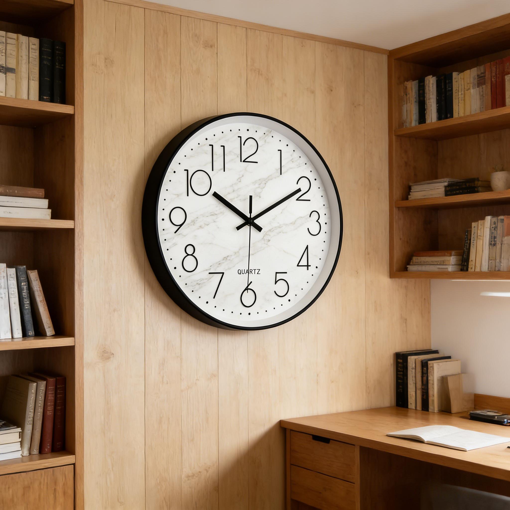 Nordic Silent Wall Clock, Creative Marble Pattern Clock, Living Room Decorative Table, Bedroom Silent Sweep Second Wall Clock