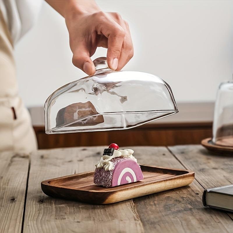 A Wooden Butter Dish with a Glass Lid And Wooden Knife, Suitable for Butter, Cheese, And Snacks - a High-Quality Essential for Kitchen Baking, Featuring a Covered Butter Dish, a Snack Serving Tray, Elegant Table Decor, And Durable Kitchenware