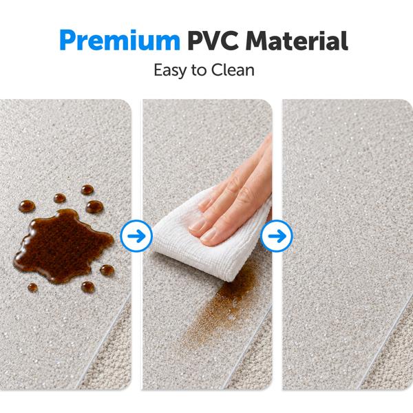 Clear PVC Office Chair Mat for Carpet, Non-Slip Desk Floor Protector with Studded Grip, Easy-Clean Transparent Rolling Chair Mat for Home Office, Computer Desk & Gaming Chair