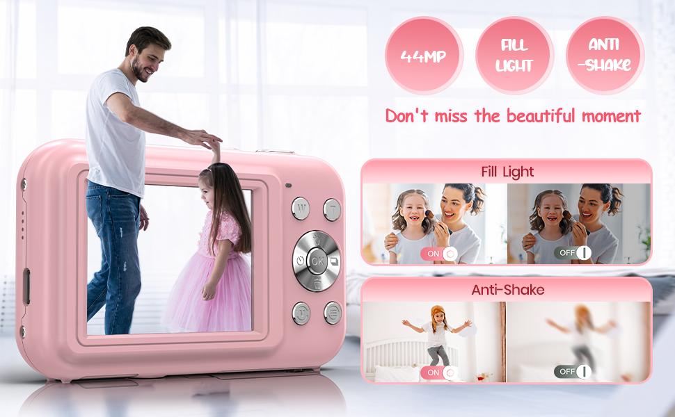 2026 New Arrival | Compact Digital Camera - Vintage & Retro Pocket Sized Portable  Point & Shoot Camera with Neck Lanyard | 32GB SD Card | Anti-Shake | 16X Digital Zoom | Perfect Christmas Birthday Gift【Sakura Pink】