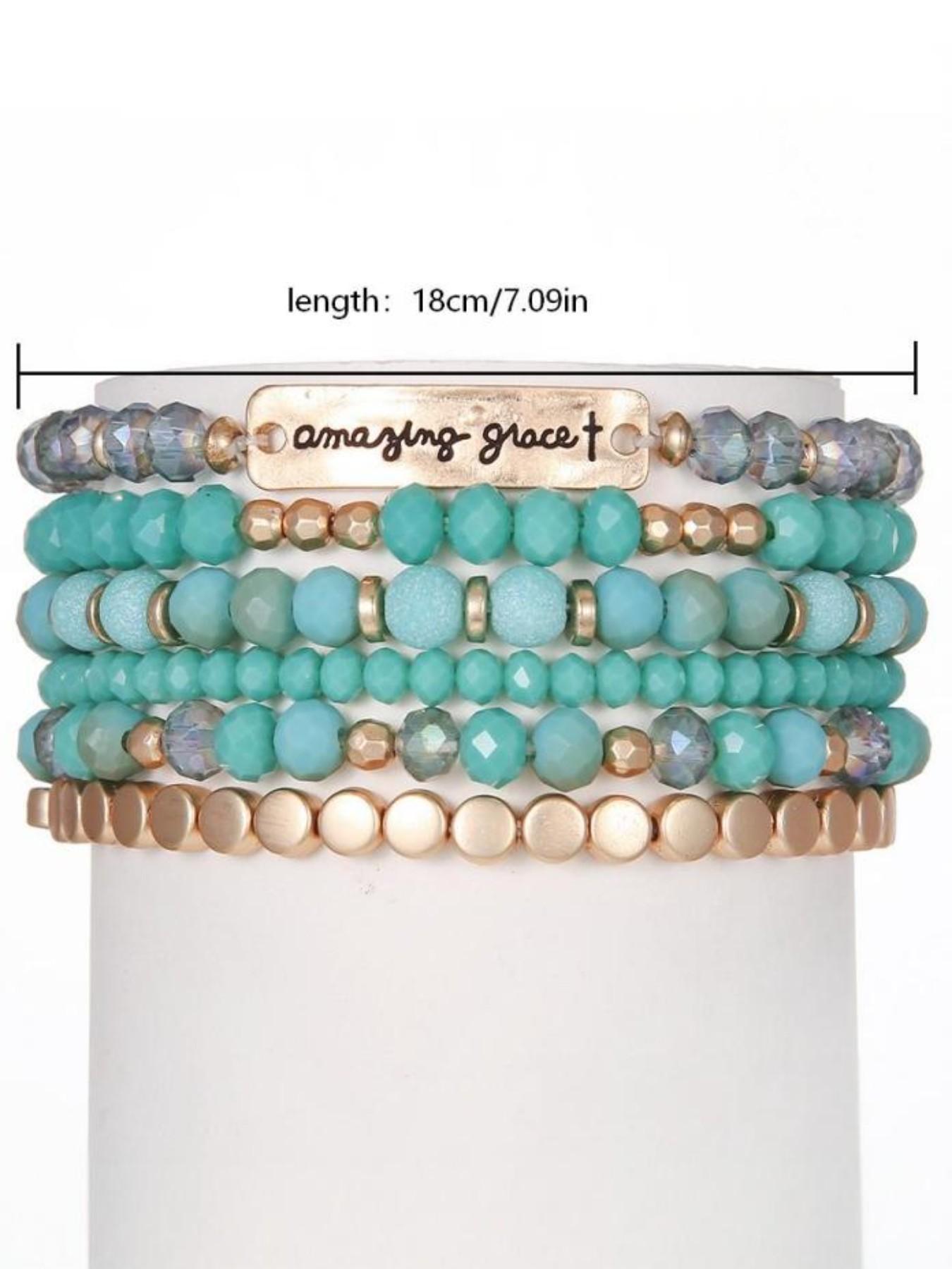 6 Piece Boho Acrylic Bracelet Set, Handmade Beaded Stackable Bracelets, Fashion Personalized Jewelry for Daily Wear, Versatile Accessories