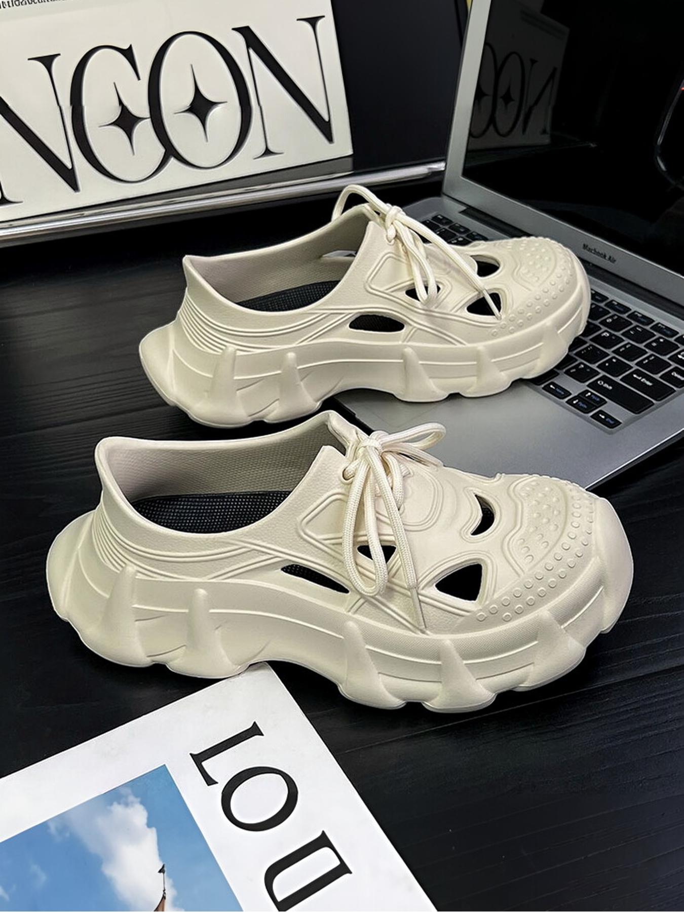 Men's Classic Breathable Perforated Slip-On Sandals Lightweight EVA Non-Slip Beach Slippers Waterproof Outdoor Garden Shoes Comfortable Casual Footwear for Summer Driving Walking & Daily Use