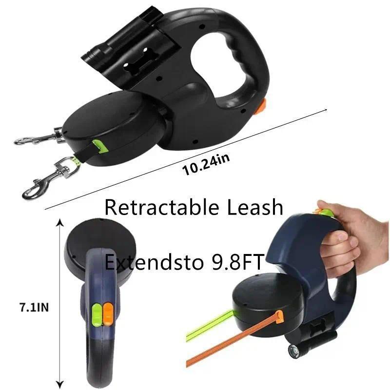Retractable Dual Dog Leash for 2 Small-Medium Dogs, 10ft Tangle-Free Lead with 360° Swivel & Anti-Slip Handle, Includes Stainless Steel Bowl, Tangle Free Leash, 10Ft Retractable Lead, Harnesses, 360° Swivel Head, Leashes