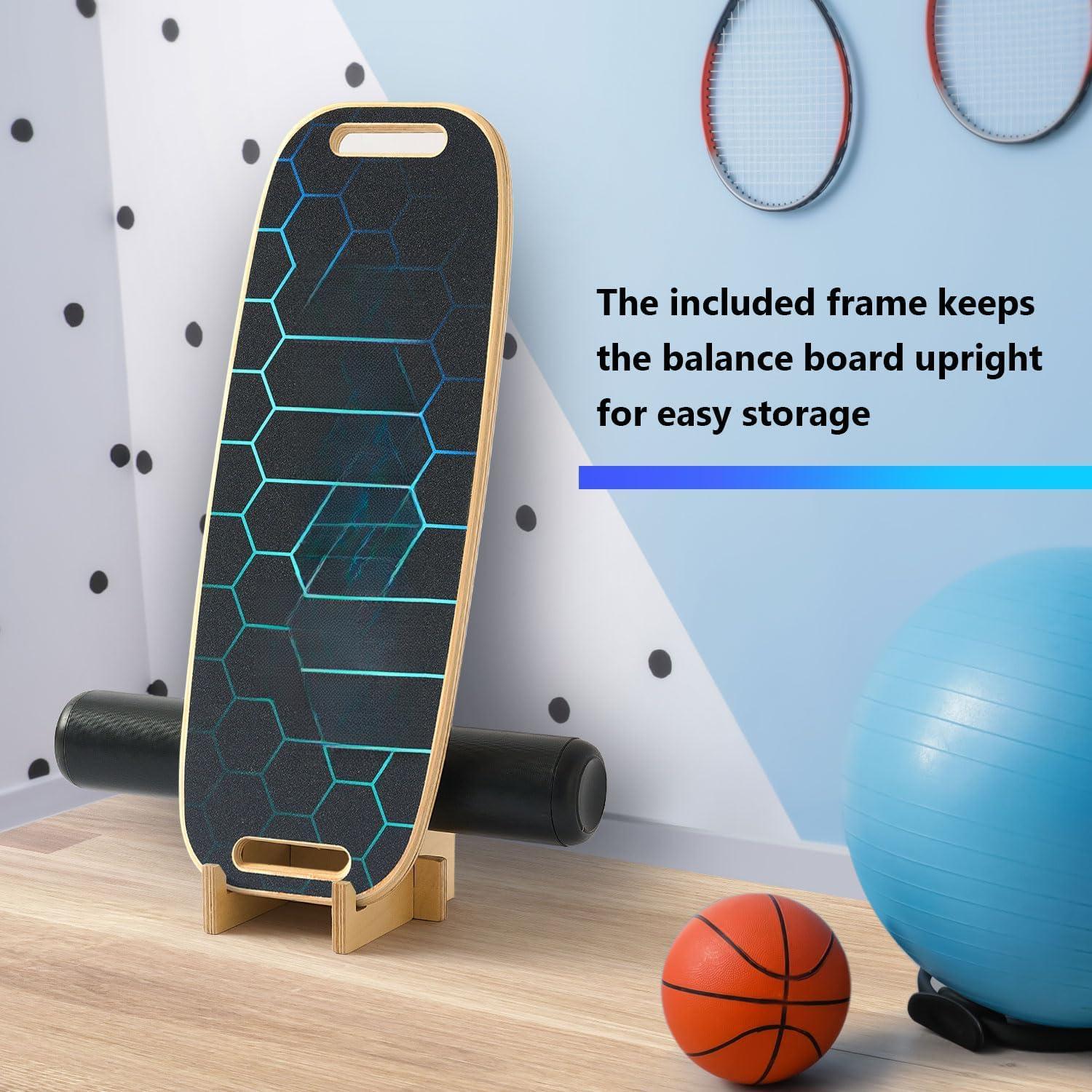 Adult Balance Board with Adjustable Stoppers - 3 Modes Roller Exercise Trainer, Lightweight Heavy-Duty Construction, High-Quality Sandpaper Non-Slip Surface, Diverse Training Options for Stability Improvement