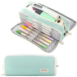 Large Pencil Case 3 Compartments Pencil Pouch Big Capacity Pencil Bag for Kids Teen Girls Boys Student School Supplies Oxford Organizer Pen Bag Cosmetic Makeup Pouch