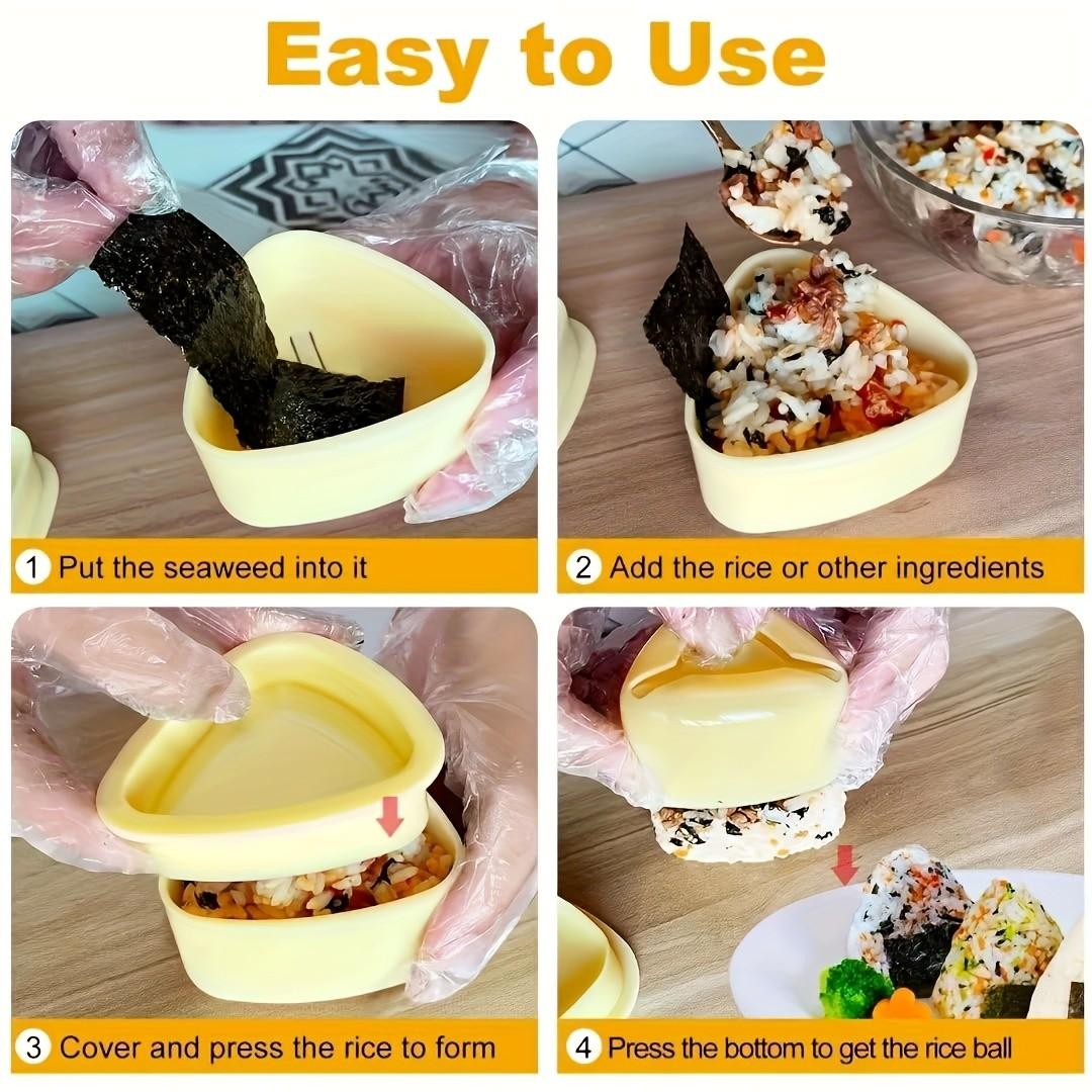Easy-To-Use DIY Sushi and Onigiri Making Kit, Triangle Rice Press, Perfect for Homemade Sushi, Large & Small Onigiri Makers, Kitchen Gadget