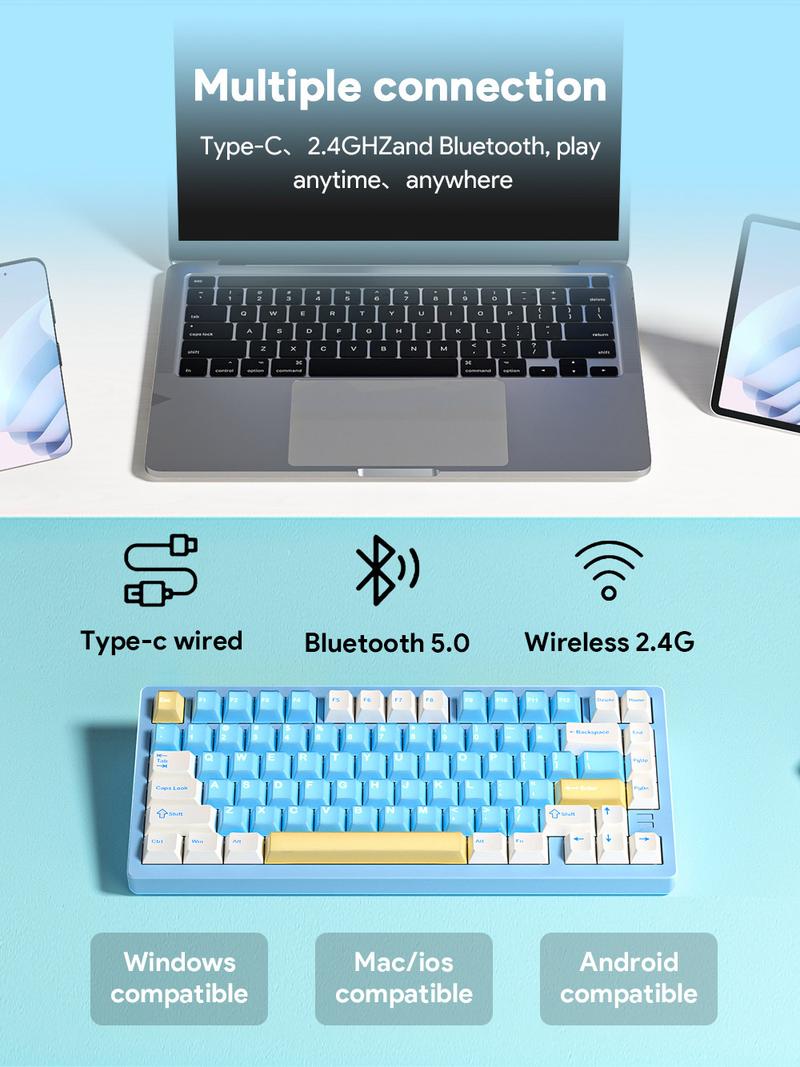 FURYCUBE F75PRO RGB Aluminium Mechanical Keyboard 75% GASKET Structure Bluetooth Gaming Keyboard