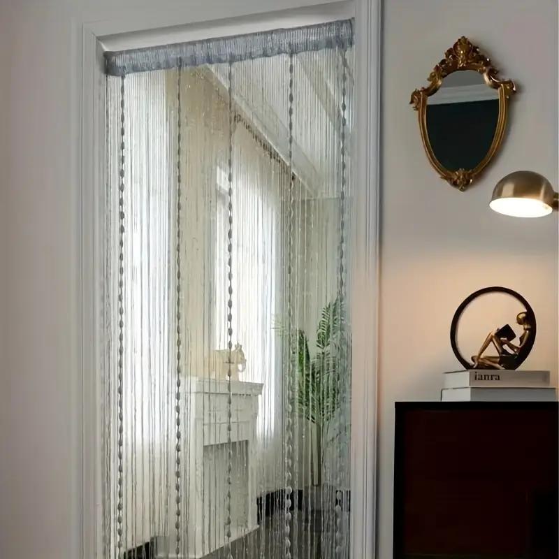 Bohemian Beaded Curtain, 1pc Bohemian Style Beaded Line Curtain, 200cm X 100cm, All-Season Fabric, Fluffy Lantern Ball Design, Interior Decoration Accessories