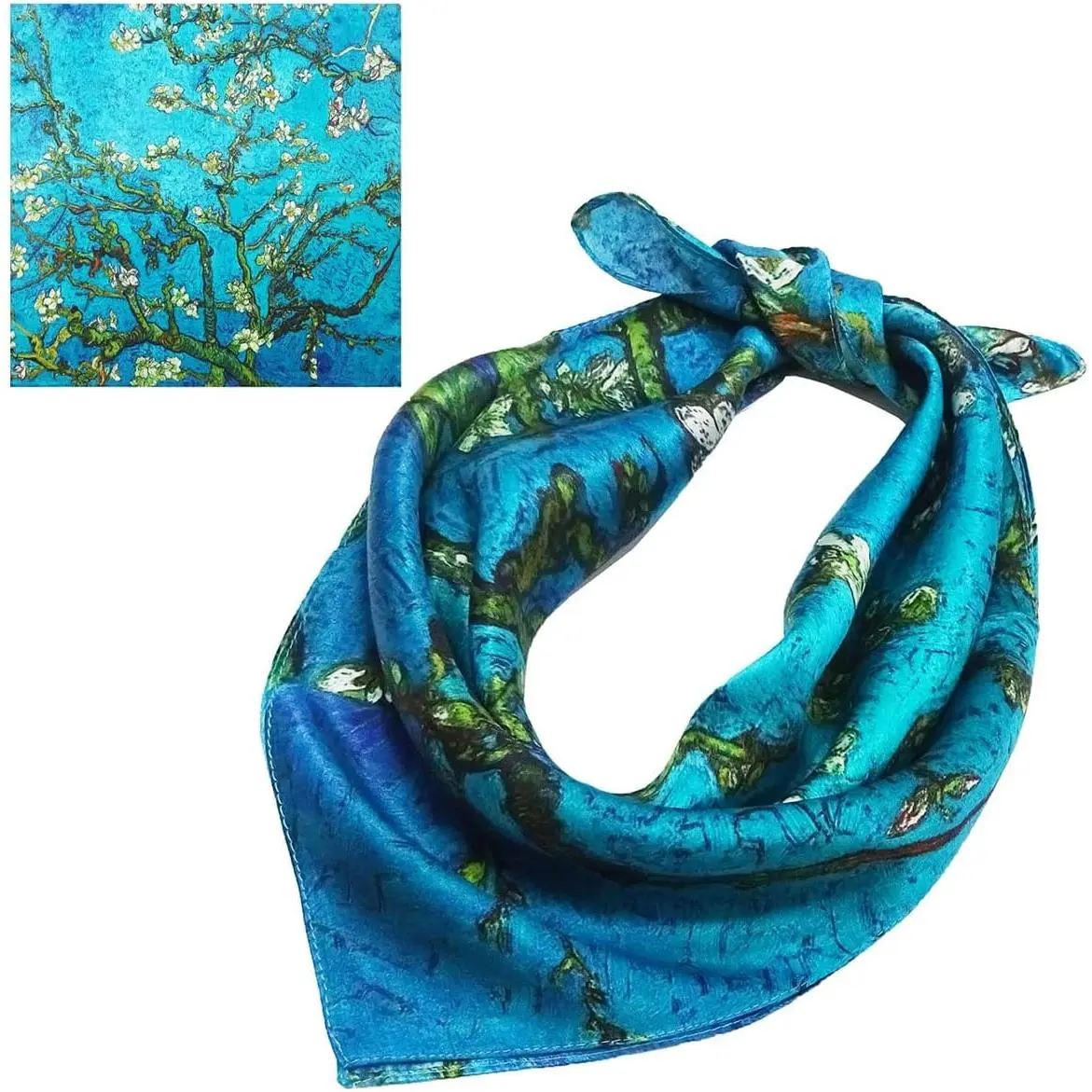 Square Scarf for Women 21" Square Scarves 100% Silk Scarves Van Gogh Monet etc Painted Scarf