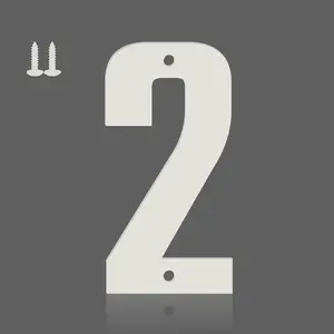 4 Inch Aluminum House Numbers, Rustproof Lightweight Recyclable & Easy to Install Address Signs for Home Outdoor (White 2)