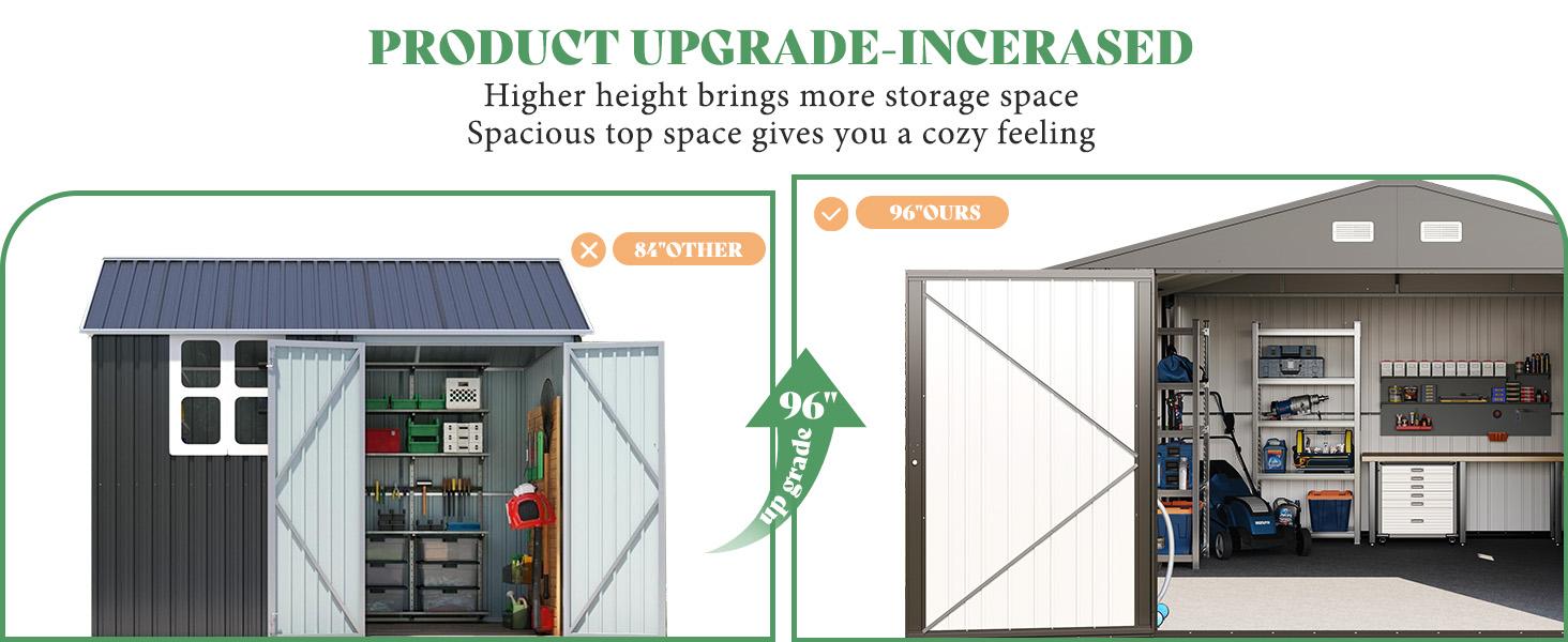 [Spring Sale] VanAcc 13.2x21x8 FT Outdoor Storage Shed, Huge Metal Garage Shed with 2 Double Hinged Doors and 4 Windows, Carport for Car, Truck, Bike, Garbage Can and Lawnmower, Dark Grey