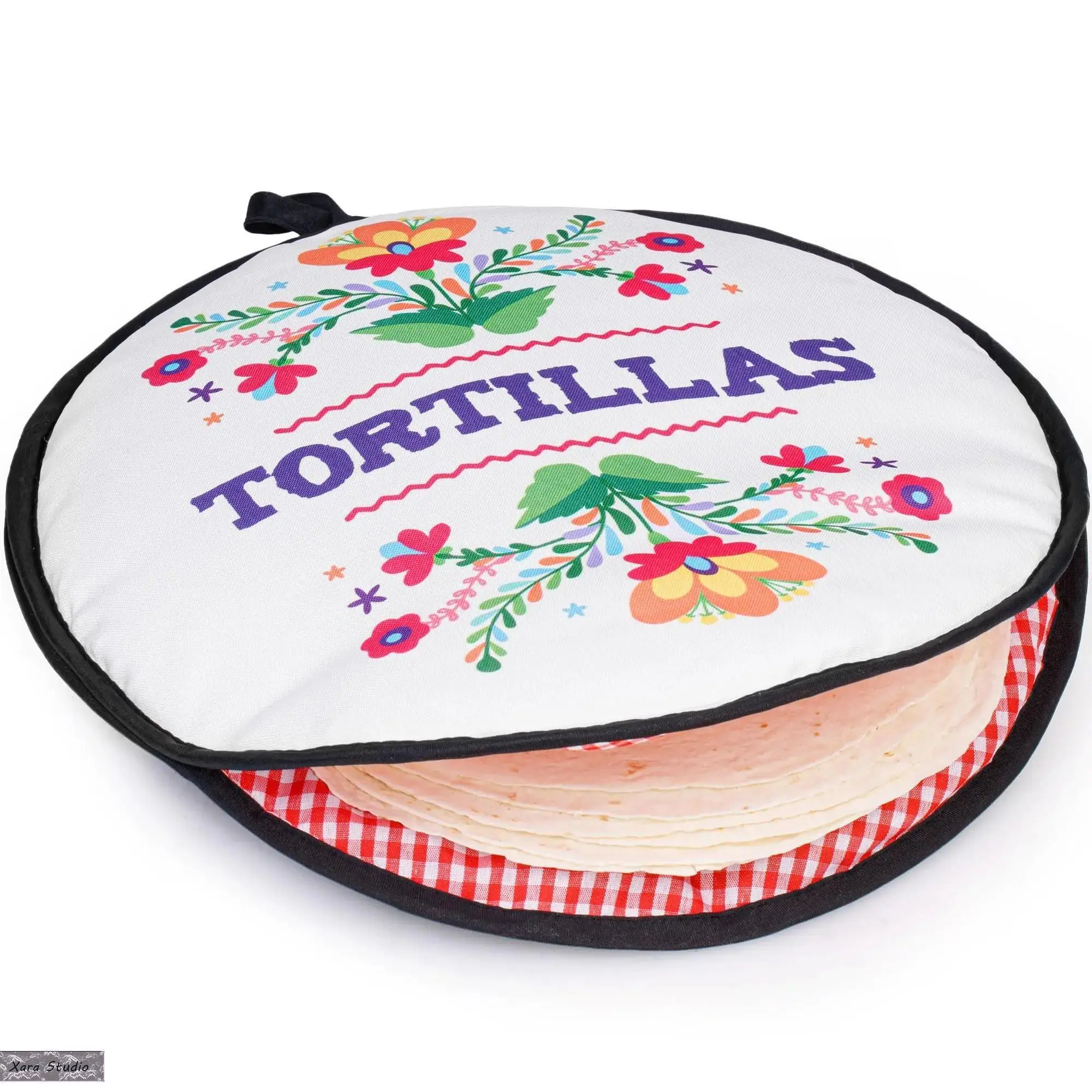 12 Inch Tortilla Warmer Pouch, Microwavable Fabric Tortilla Heater & Insulated Tortilla Keeper, Keeps Flour & Corn Tortillas Soft and Warm, Reusable Heat Retention Bag for Taco Night, Mexican Dinner, BBQ, Camping by PixiPy
