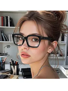 Trendy Y2K Square Frame Cute Daily Use Unisex Vintage Flat Mirror, Stylish Retro Design for Men and Women, Perfect for Everyday Use, Stylish Square Frames, Square Frame Glasses