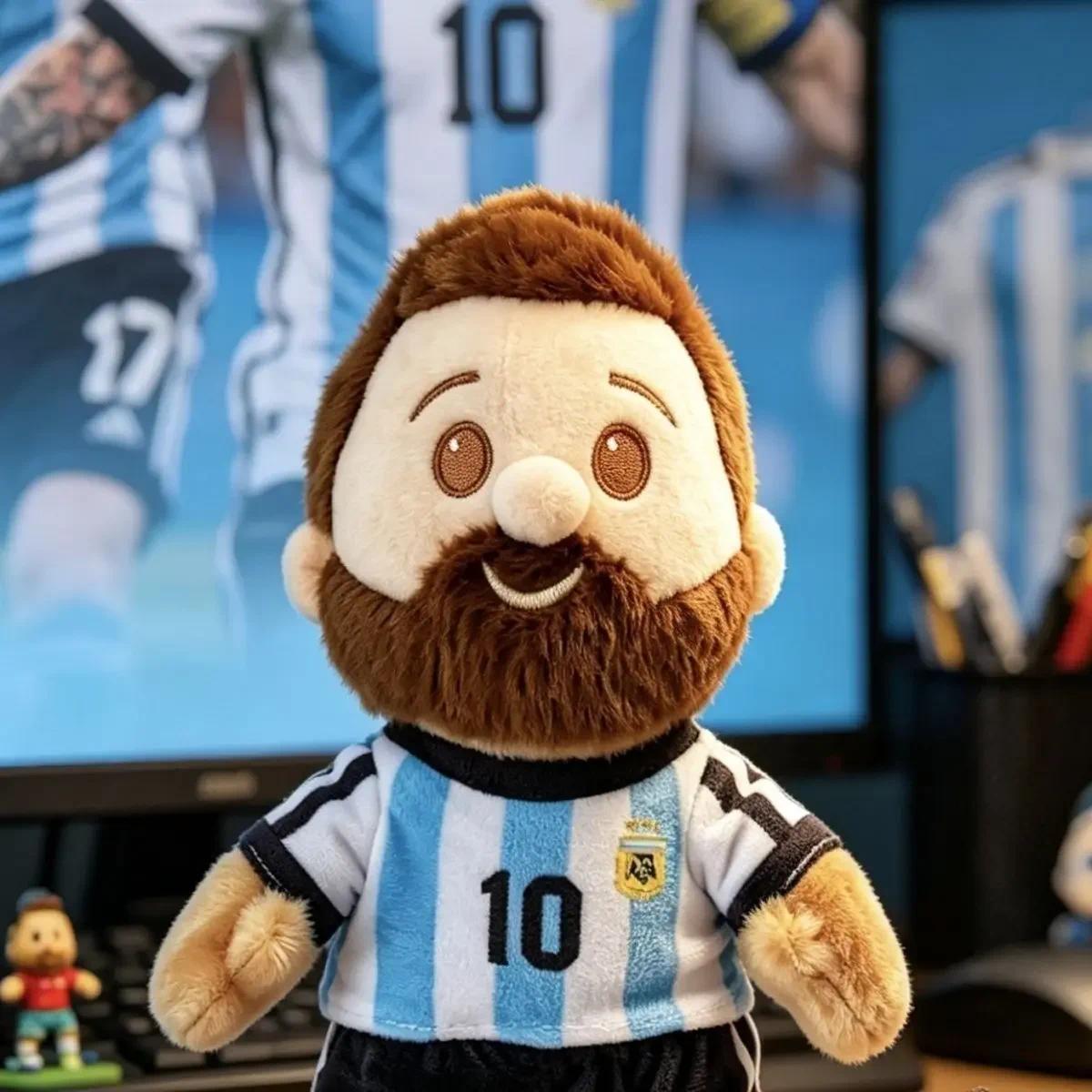 17CM Messi Plush Doll Cute Football Star Fluffy Toy Stuffed Keychain Pendant for Fans Holiday Birthday Gift
