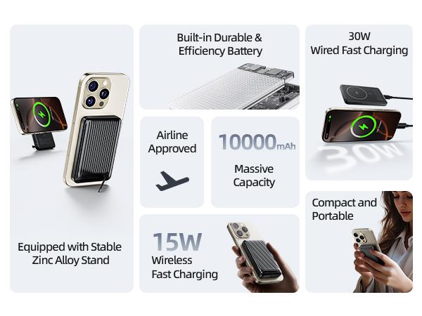 MOVE SPEED Qi2 Certified MagSafe Battery Pack, Kickstand 10,000mAh 15W Ultra-Fast Charging Portable Charger, Ergonomic Design, 30W USB-C MagSlim Charger with Cable for iPhone 16/15/14/13/12,Father's Day gift MOVE SPEED Qi2 Certified MagSafe Battery Pack, Kickstand 10,000mAh 15W Ultra-Fast Charging Portable Charger, Ergonomic Design, 30W USB-C MagSlim Charger with Cable for iPhone 16/15/14/13/12,Father's Day gift
