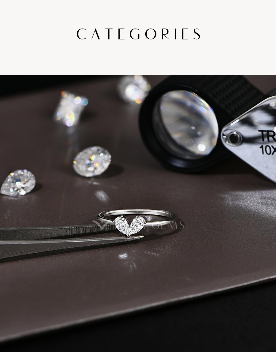 Pear Cut 5*3mm D Color VVS1 Synthetic Moissanite Ring for Women Wedding Band Engagement Gift Fine Jewelry R129