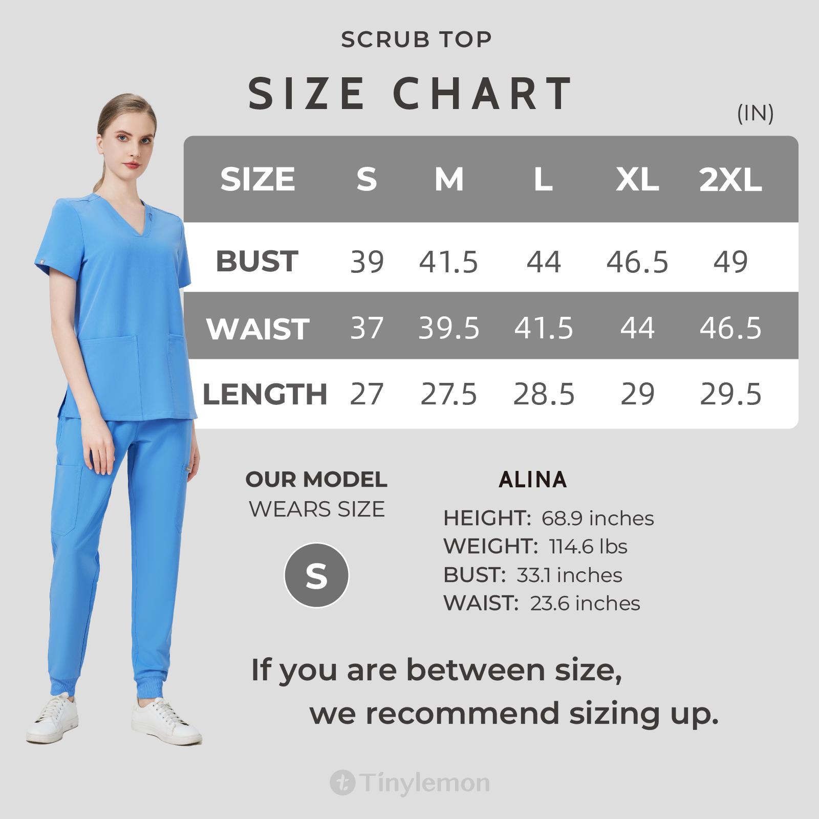 Tinylemon Women's Scrub Top – Slim Fit V-Neck with 4 Pockets & Badge Loop, Soft 4-Way Stretch, Anti-Wrinkle