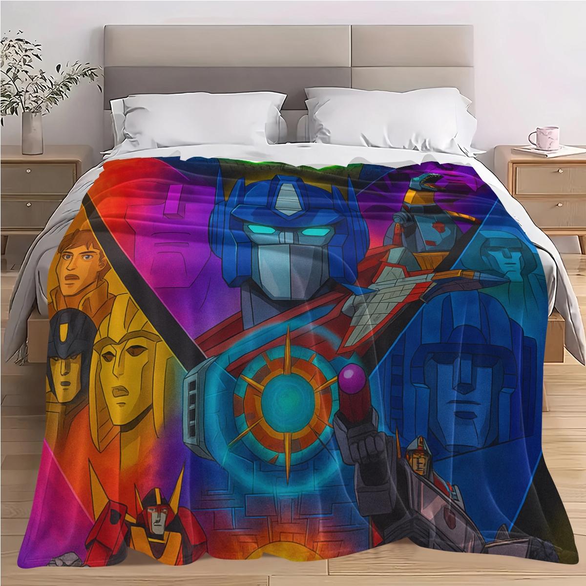 Transformers Cybertron Legend Plush Blanket, Luxurious Soft Warm Multifunctional Throw for Sofa Bed Car Office Camping, All-Season Gift