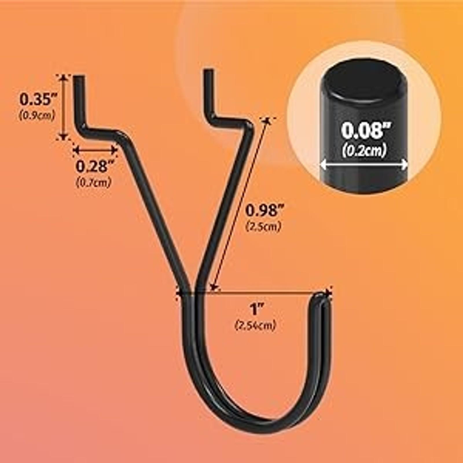40 Pack Pegboard Hooks J-Hook – 1 Inch Black J Hooks for Pegboard – Heavy Duty Peg Board Hooks for Hanging Jewelry, Keys, Retail Items & Small Tools – Fits 1/8” & 3/16” Pegboards