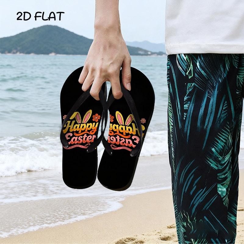 Men's Fashion Flip - Flops, EVA Material, Customizable with Personalized Patterns, Multiple Colors (Including Black/White) & Sizes Available, Suitable for Home & Seaside Outings, All - Season Wear