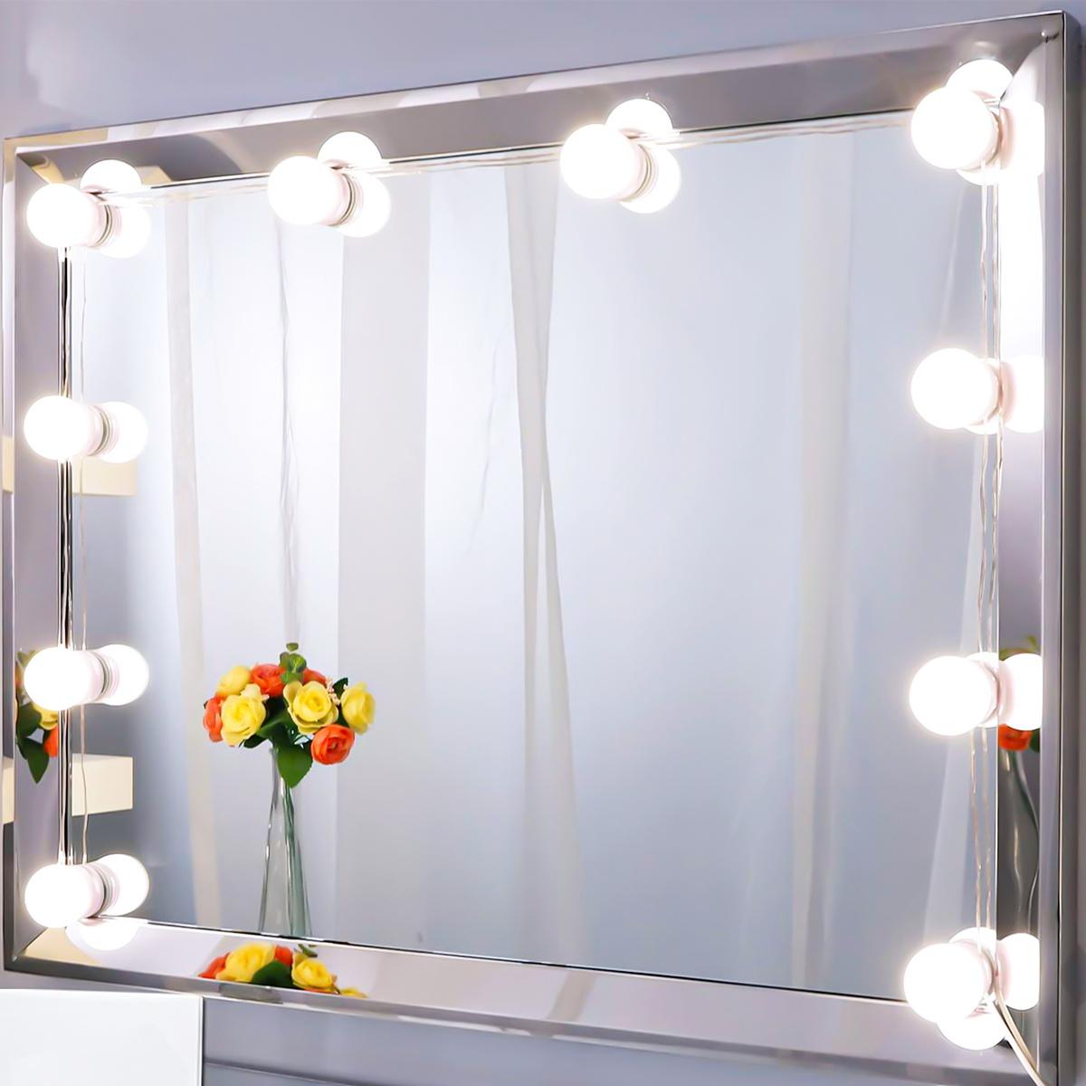 LED Vanity Light, USB Rechargeable Touch Switch Hollywood Style Makeup Mirror Light, Dimmable Makeup Mirror Light for Home Bathroom Washroom