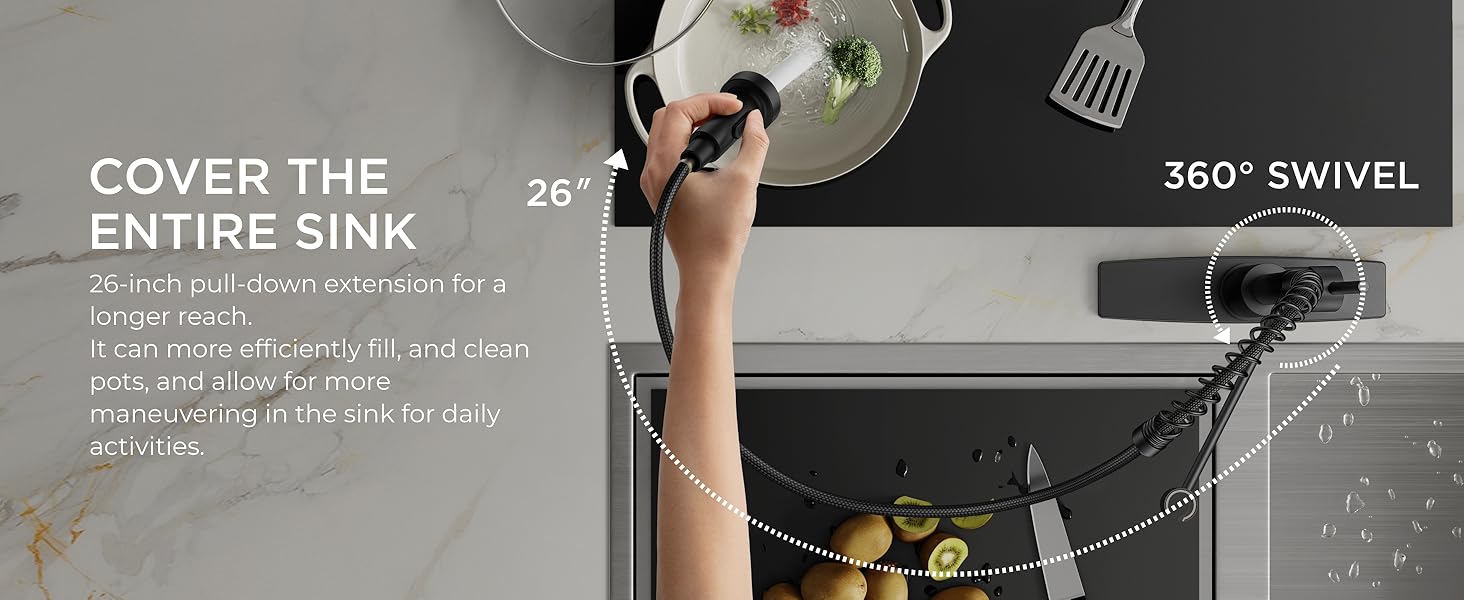 FORIOUS Kitchen Faucet with Soap Dispenser, Faucets with Pull Down Sprayer, Stainless Steel High Arch Spring Sink Faucet for Laundry Sink RV Bar FORIOUS Kitchen Faucet with Soap Dispenser, Faucets with Pull Down Sprayer, Stainless Steel High Arch Spring Sink Faucet for Laundry Sink RV Bar