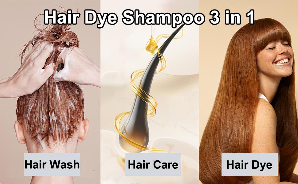 Cherry Brown Hair Dye Shampoo 3-in-1, Plant-Based Instant Gray Coverage & Long-Lasting Natural Color in 15 Minutes, Herbal Formula Easy to Use for All Hair Types, Champu Para Canas for Women & Men,500ML