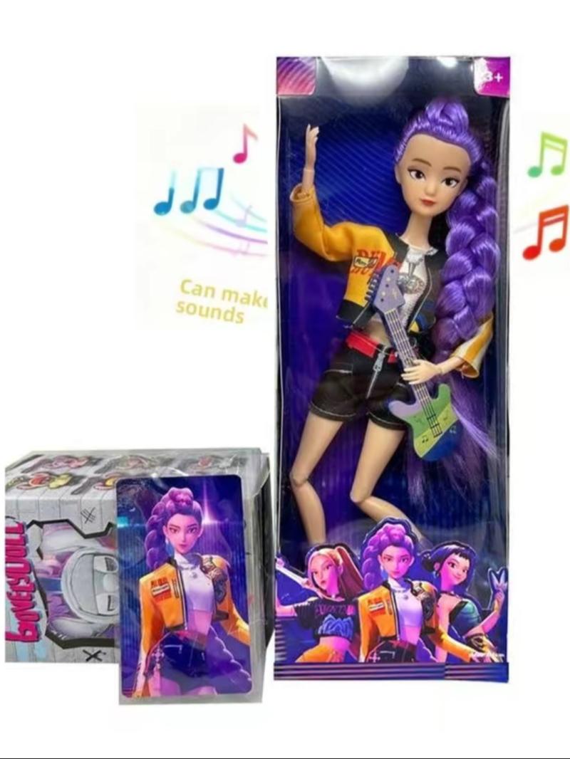 Kpop Demon Hunter Rumi Mira Zoey Doll, 11.5 Inch Jointed Moveable Figure, LED Light & Music Collection Desk Decor Gift