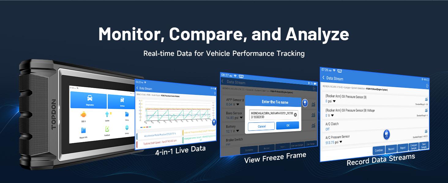 TOPDON AD800BT  V2.0 Bi-Directional Control Full Systems Diagnostic Tool for All Vehicles, Automotive Diagnostic Scanner for Car, 28+ Services, FCA AutoAuth, CANFD