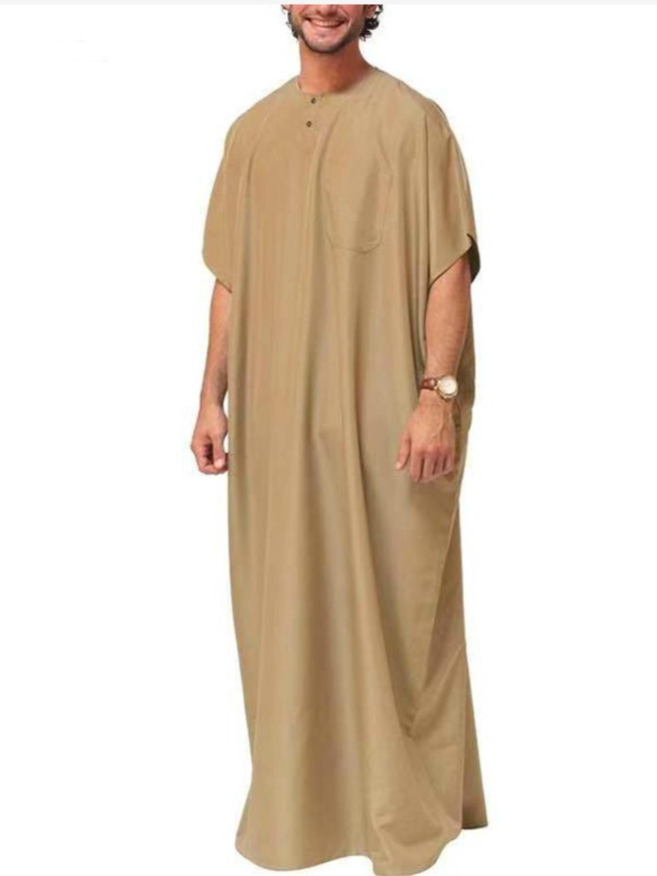 New Muslim Middle Eastern Arabic Dubai Dress Shirt, Malaysian Men's Long Robe, Stylish and Comfortable Clothing for Daily Wear