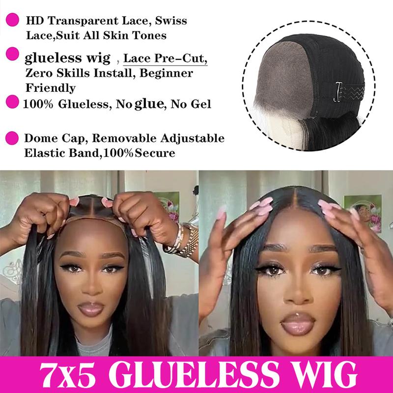 [28 In Only 95$] Bling Hair VIP 9x6 7x5 6x4 5x5 Glueless Wig Real Human Hair Bone Straight Ready To Wear Lace Closure Wig Transparent Pre Cut Lace Wig 180 Density Easy Go No Glue