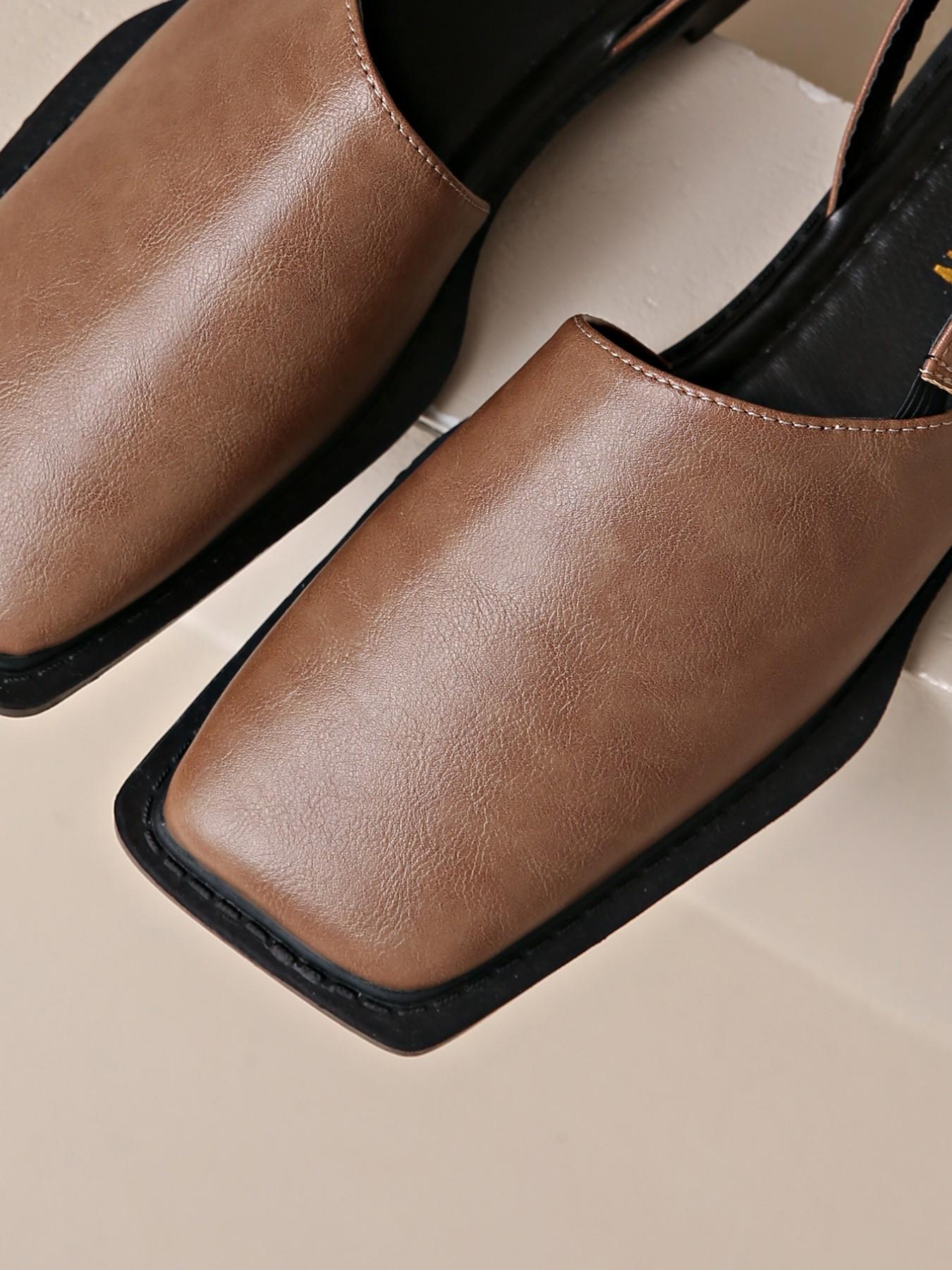 Women's Elastic Slip-On Square Toe Sandals, Summer Closed-Toe Flat Shoes, Sparkly Fabric, Comfortable Rubber Sole, Casual & Formal