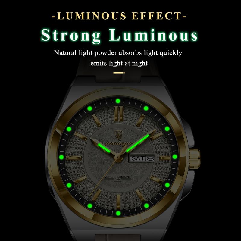 POEDAGAR Luxury Original Man Wristwatch Luminous Date Week Quartz Men's Watches High Quality Casual Leather Men Watch High End Watch
