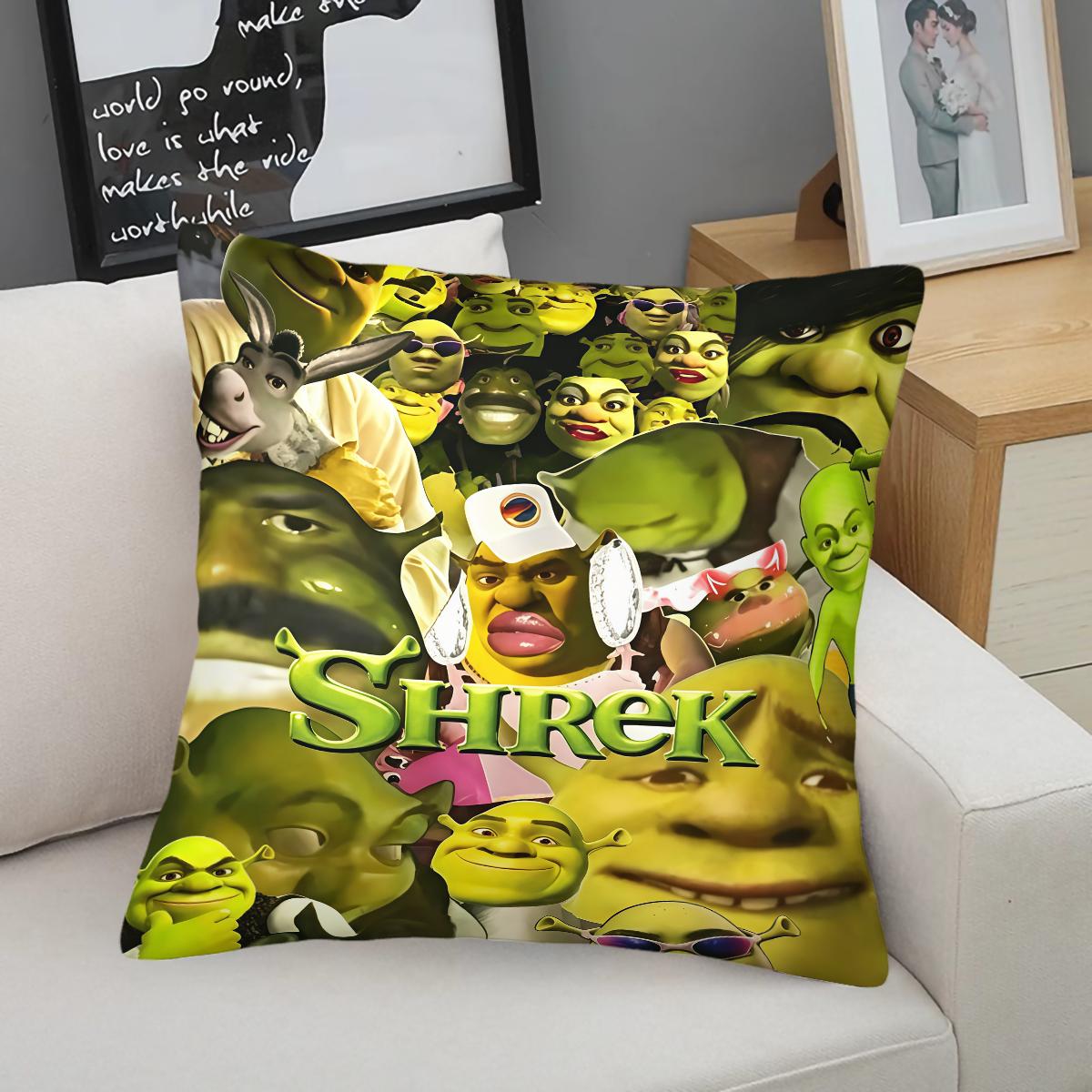Shrek Pattern Pillow, 1 Piece Includes Pillow Core, Soft And Durable, Suitable For Children And Adults, Daily Holiday Birthday Gift, Bedroom Decoration For Bed, Sofa, Car