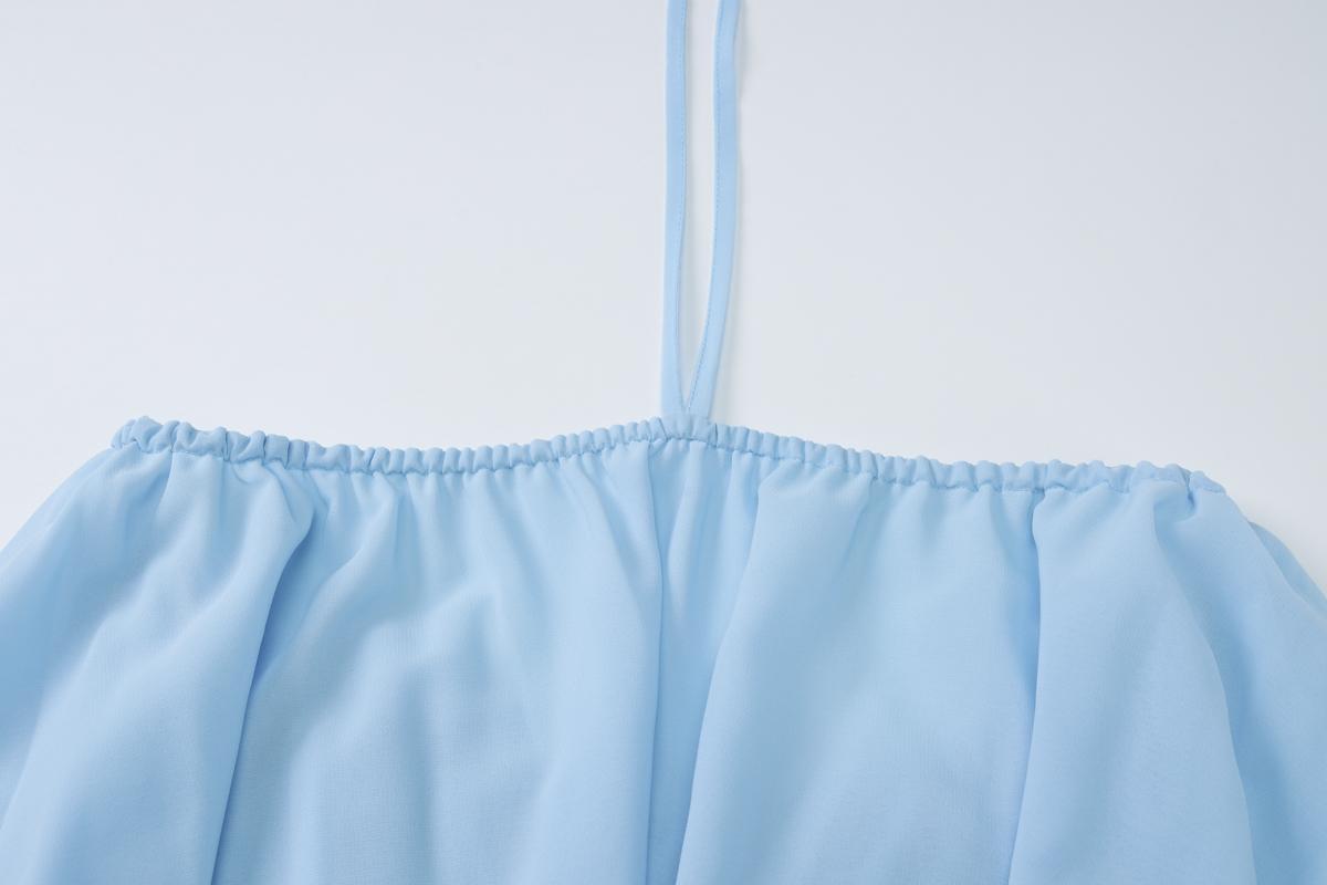 Dreamy Sleeveless Halter Mini Dress with Multiple Layers Solid Color Loose A Line Dress for Women's 2025 Fall New Arrival Casual Elegant Outfit Parties & Dates, Feminine & Trendy Gown Dresses SpringStatements