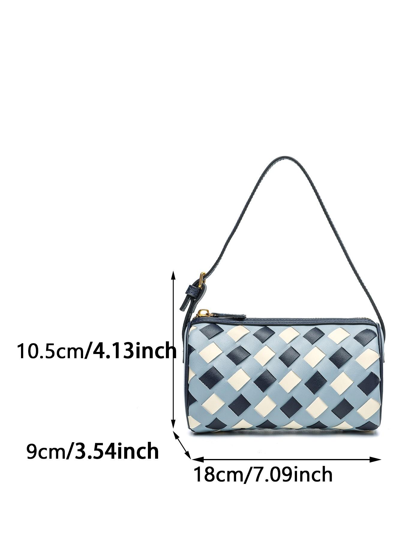 Lazy Person Underarm Bag, Patchwork Woven Small Square Bag, Versatile and Bright, Unique Luxury Underarm Shoulder Bag, Simple Crossbody Handbag