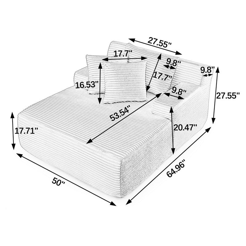 【Fall Deals For You】 Niccae 65" Boneless ChaiseLounge with Cup Holders, Upholstered Sofa Bed withThrow Pillows and Armrests, indoor Sleeper Chair-Luxurious Plush Corduroy Chair Bed for Living Room-No Assembly Required 【Fall Deals For You】 Niccae 65" Boneless ChaiseLounge with Cup Holders, Upholstered Sofa Bed withThrow Pillows and Armrests, indoor Sleeper Chair-Luxurious Plush Corduroy Chair Bed for Living Room-No Assembly Required