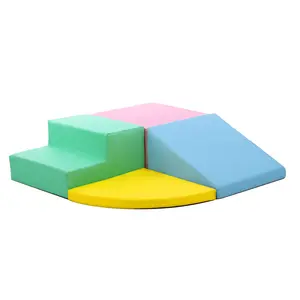 4-Piece Foam Play Set, Pu Leather Soft Climbing Toys for Toddlers Playtime Corner Climber, Kids Indoor Play Structure Climbing Blocks for Crawling and Sliding