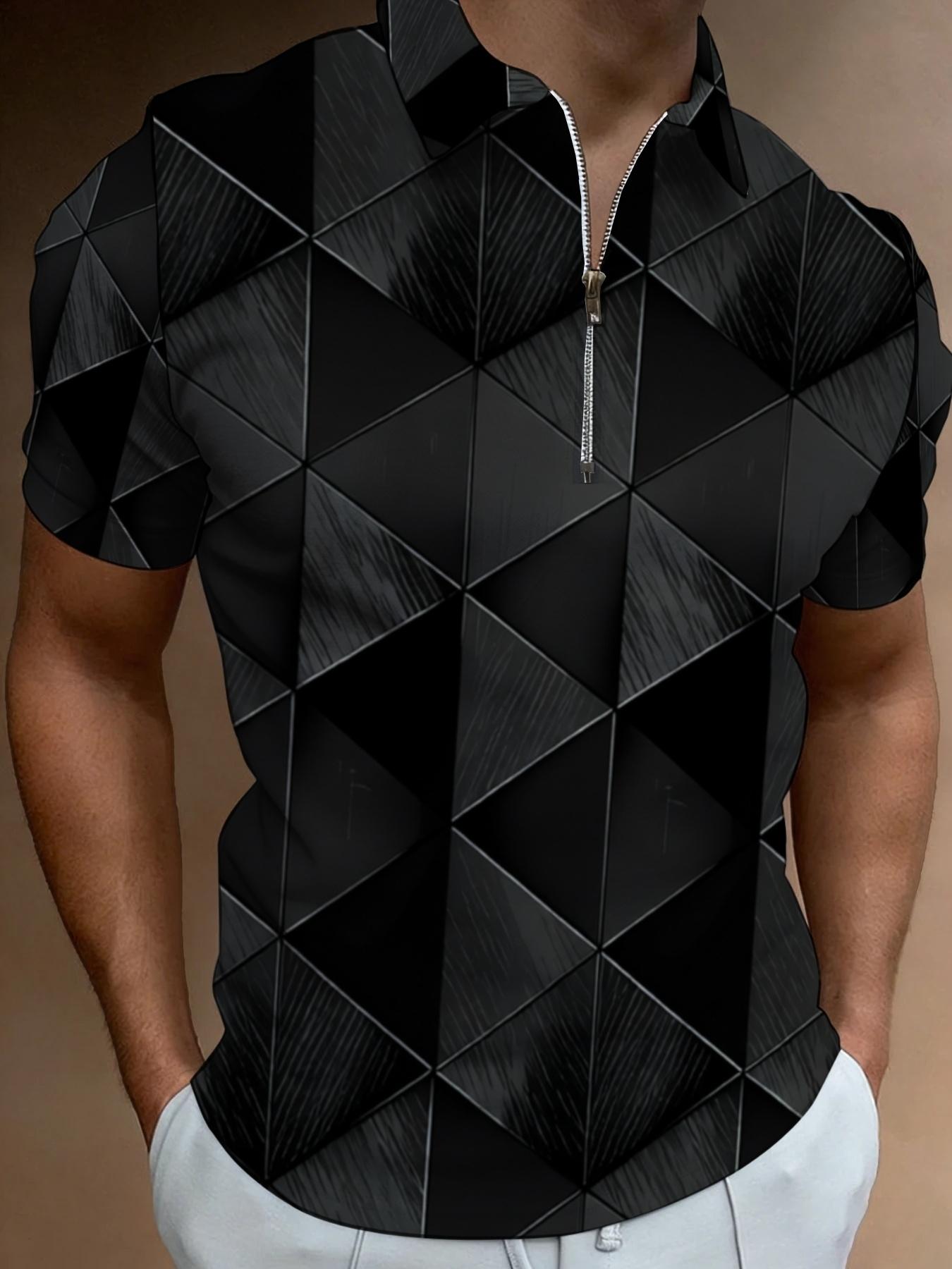 Colorful Lion Pattern Men's Short Sleeve Polo Shirt, Stylish Print Slim Fit, Summer Trendy Top