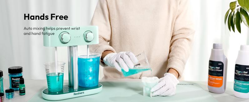 Resiners Dual-Head Resin Mixer, Rechargeable Epoxy Mixer, Stepless Speed & Minimum Bubbles, Electric Stirrer Paddles for Resin, Adhesive Tape For DIY Crafts Scrapbooking