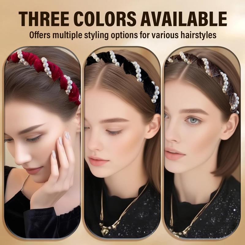 3pcs Women's High Crown Wave Headbands, Non-Slip Hair Clips For Hairstyle Accessories,Hairband,Hair Hoop ,Zig Zag Headband