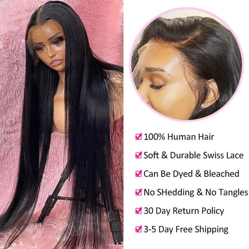 34 36inch Bling Hair 13x6 Lace Front Wig Human Hair Wigs Straight 13x4 HD Transparent Brazilian Hair Lace Frontal Wig For Women Pre Plucked With Baby Hair