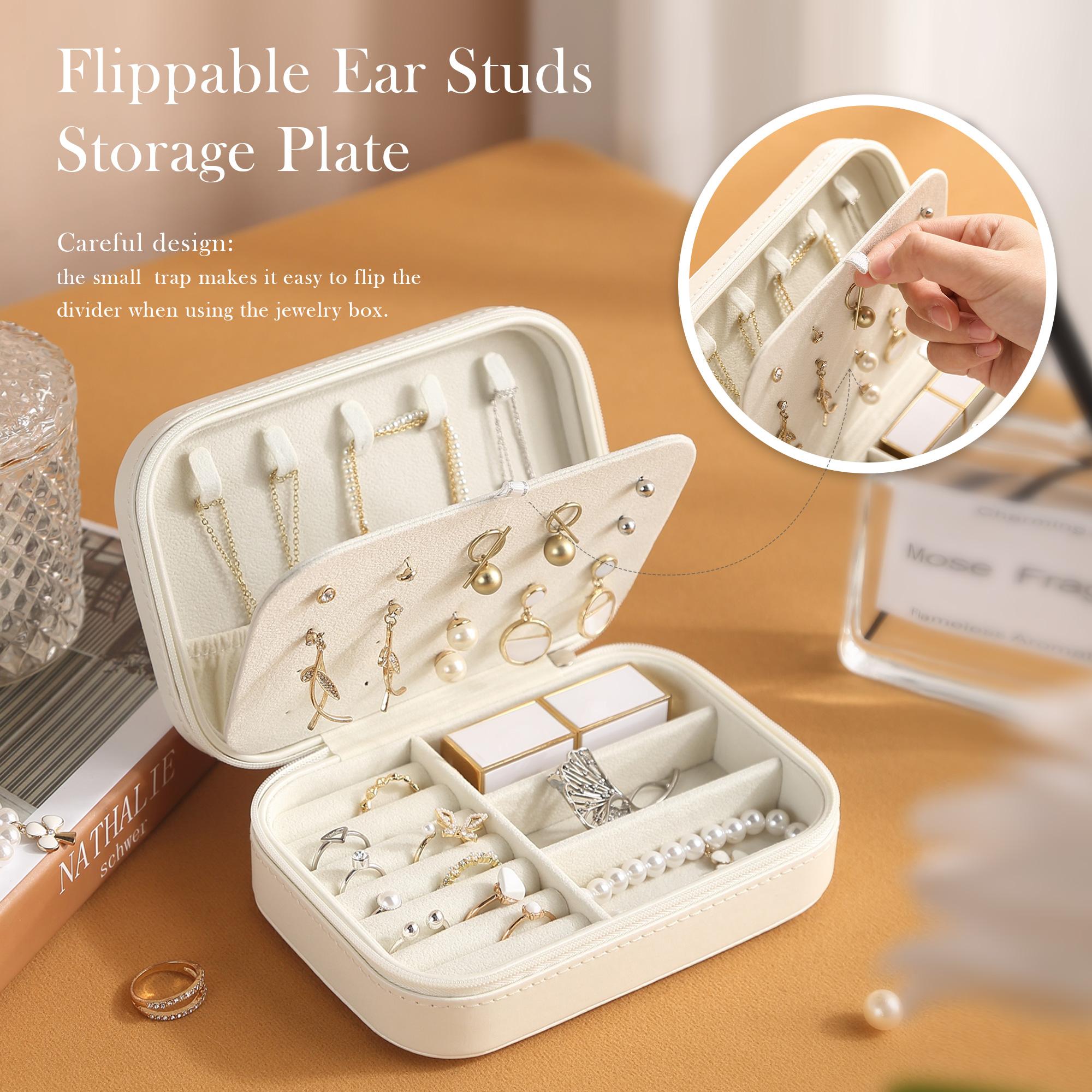 Travel Jewelry Organizer, 1 Count Summer Portable Lightweight Small Jewelry Storage Case with Zipper, Durable Storage Organizer, Summer Gift, Summer for Gift, Accessories Box, Multifunctional Storage