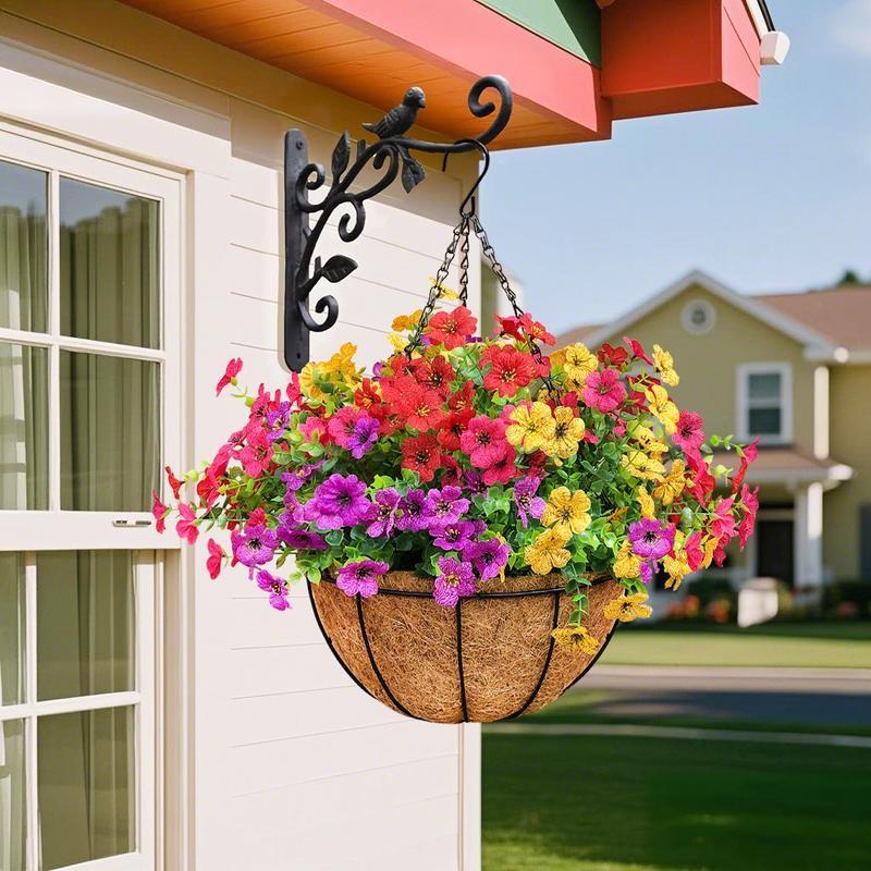 2pcs Artificial Hanging Flowers Baskets with 24 Realistic Daisies & Eucalyptus - UV-Resistant Outdoor/Indoor Decor for Porch, Patio, Balcony, Yard - Includes Hanging Baskets & Greenery