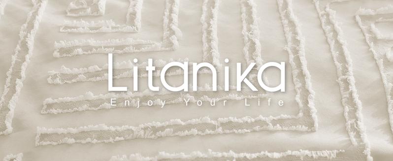 Litanika 3-Piece Comforter Set - Lightweight Fluffy Boho Farmhouse Bedding Queen King Full Sizes Hand-Tufted Geometric Stitching Neutral Two-Tone Design Microfiber Backing Breathable Fill