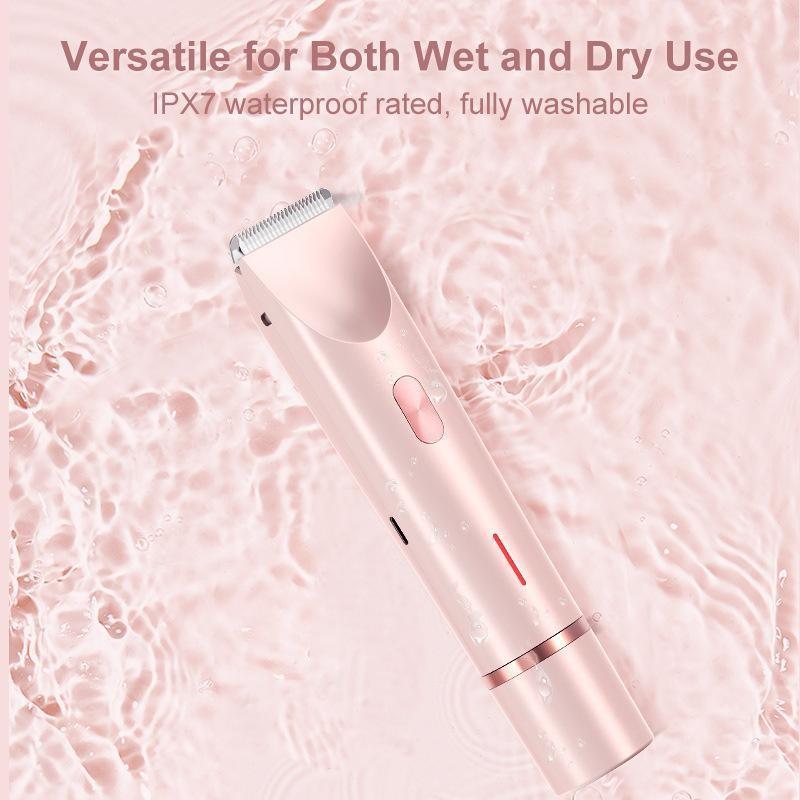 Women's Electric Shaver Dual Head Rechargeable TrimmeStainless Steel Blades, Wet & Dry Use, Portable GroomingTool for Face, Armpits, Legs