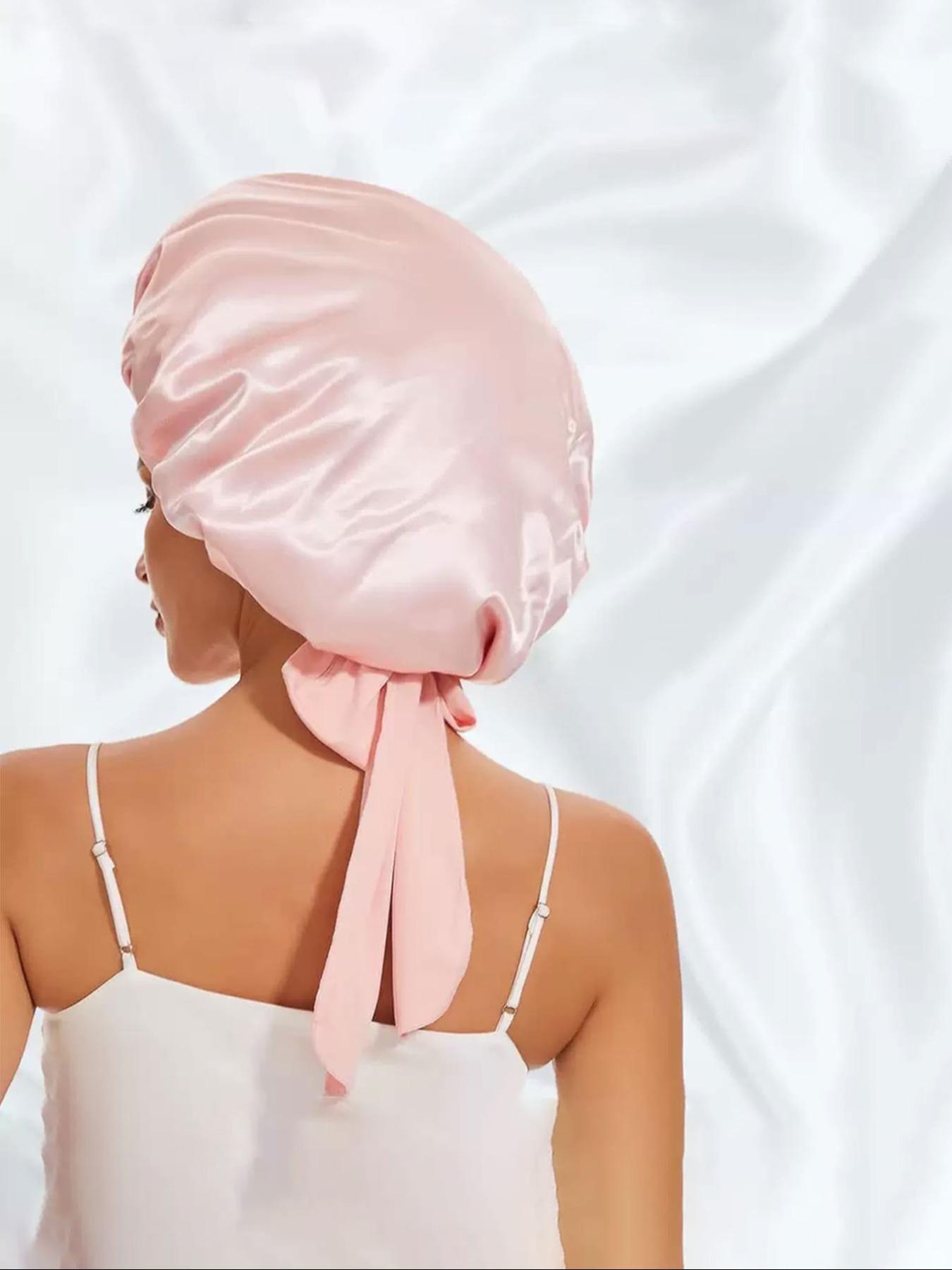 Women's Elastic Band Satin Sleep Cap, Adjustable Satin Bonnet, Silk-Like Bow Hair Hat, Casual Home Daily Hair Care, Soft Stretchy Fabric, All Seasons